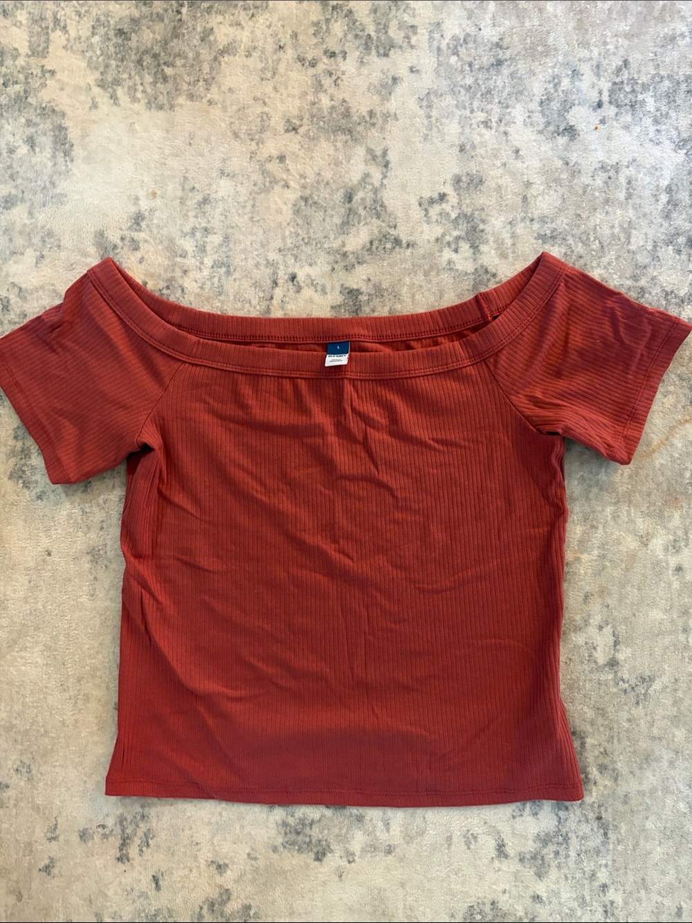 Old Navy Rust Ribbed Off-Shoulder Crop Top